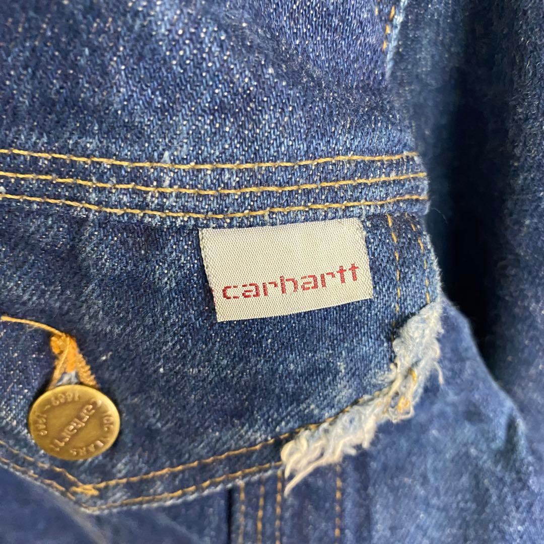 80s カーハート☆デニムジャケット 裏地チェック ゆるだぼ 星タグ ga1.