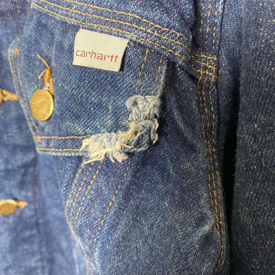 80s カーハート☆デニムジャケット 裏地チェック ゆるだぼ 星タグ ga1.