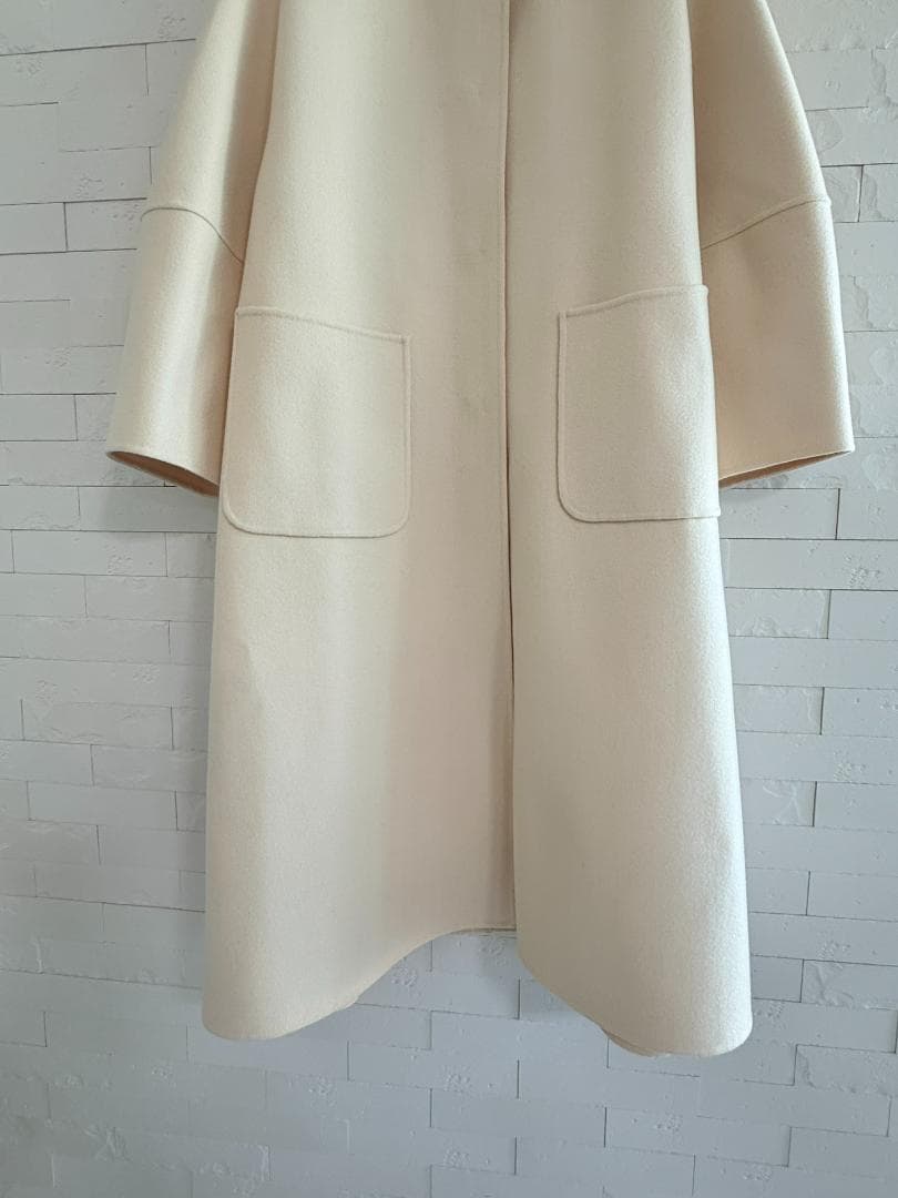 極美品★Drawer/ドゥロワーリバーノーカラコート36