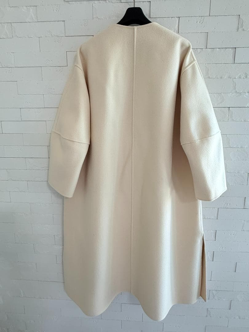 極美品★Drawer/ドゥロワーリバーノーカラコート36