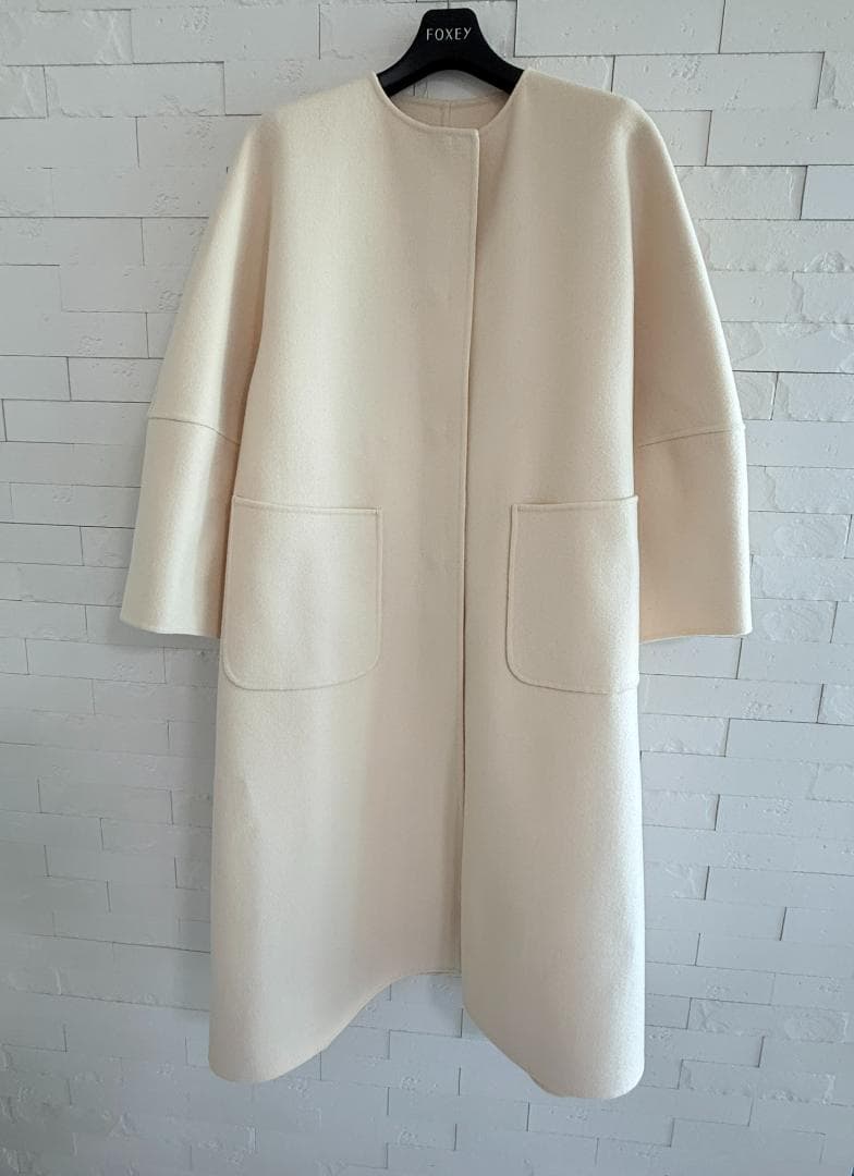 極美品★Drawer/ドゥロワーリバーノーカラコート36