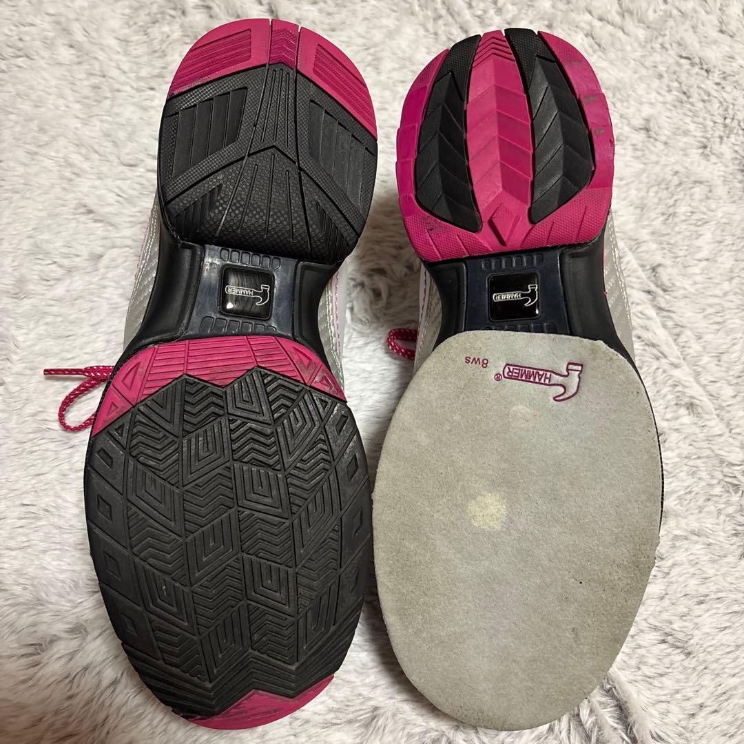 ハンマー社のボウリングシューズ ホワイト/ピンク　２４.５ｃｍ