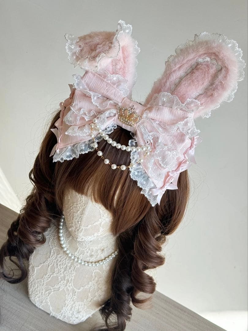 ♡ MAID 変幻自在⟡ビジューパールリボン＆うさ耳カチューシャ pink ♡