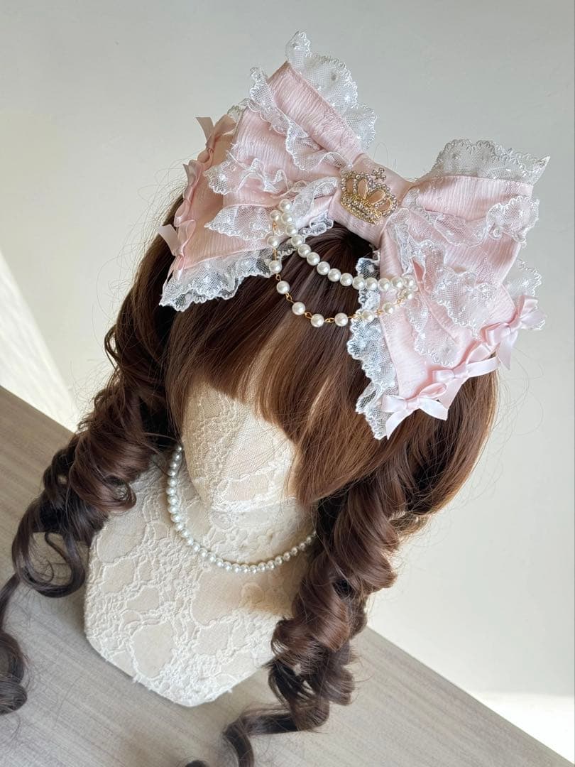 ♡ MAID 変幻自在⟡ビジューパールリボン＆うさ耳カチューシャ pink ♡