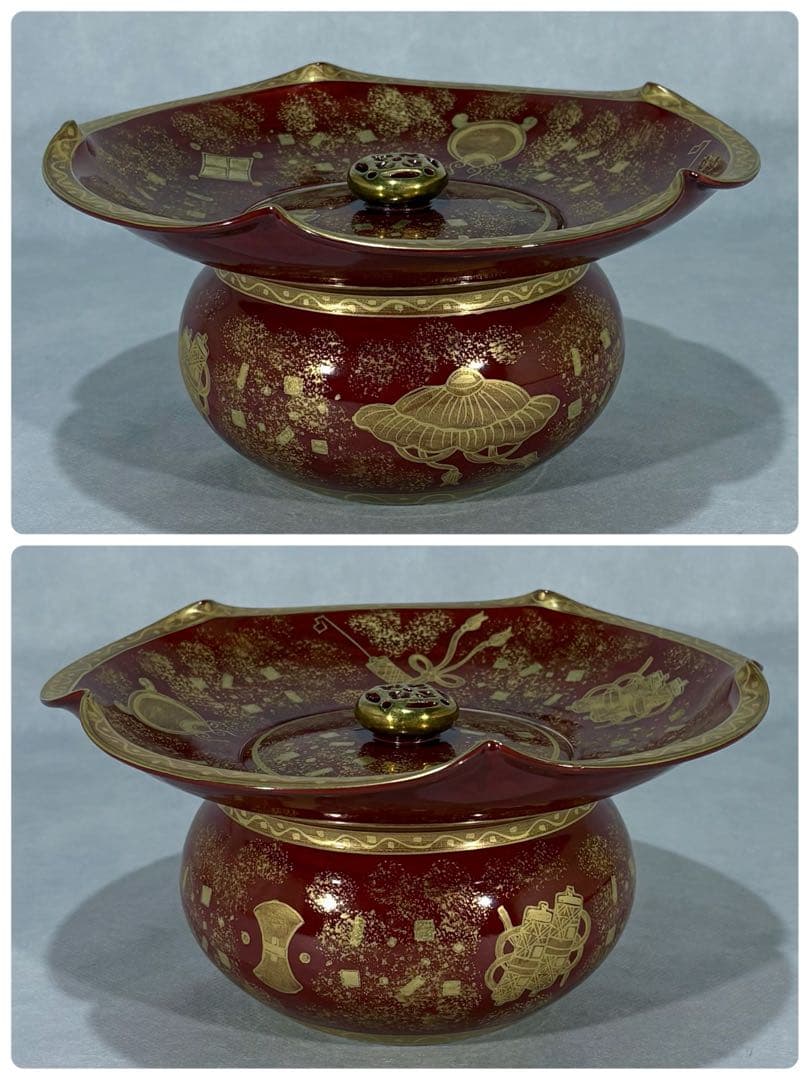 嵯峨野窯　平安 紫香造　金蘭手 砂金袋 水指　美品　共箱　茶道具　送料込