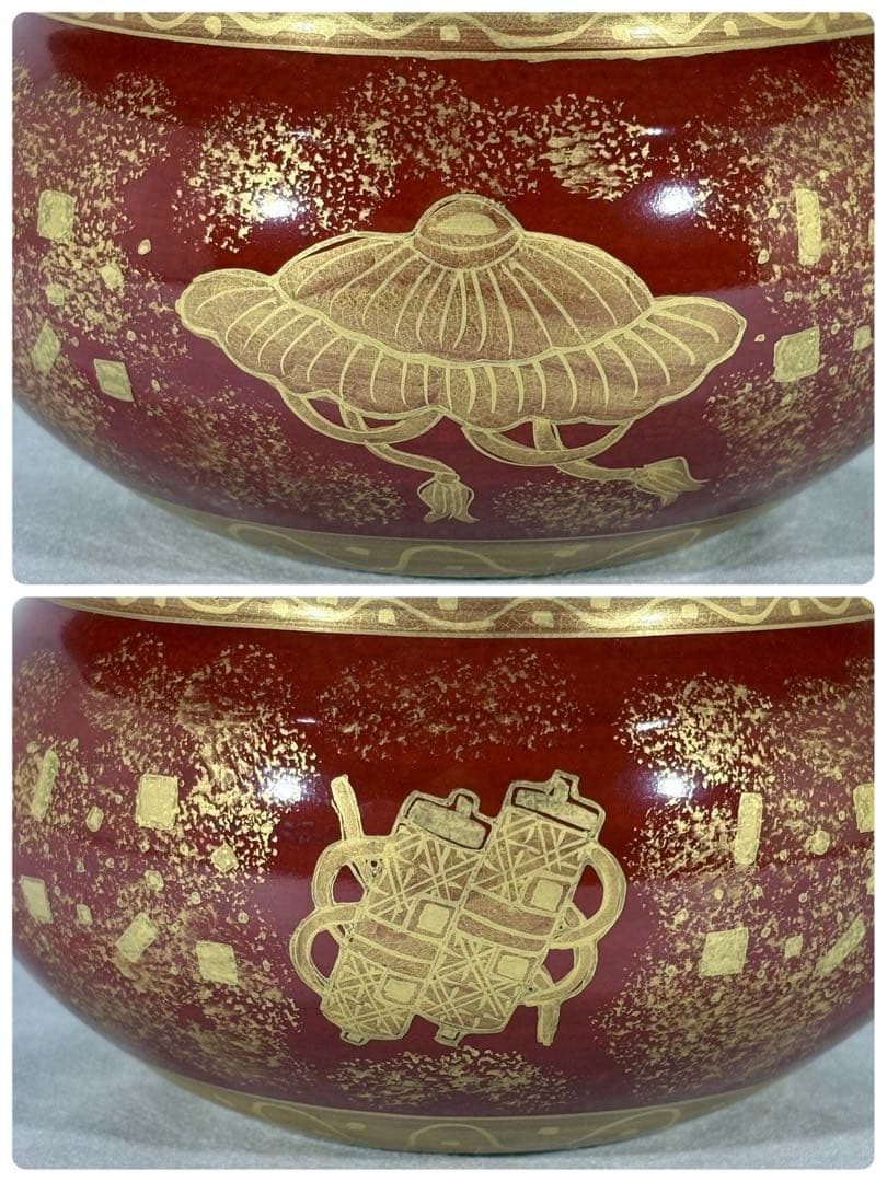 嵯峨野窯　平安 紫香造　金蘭手 砂金袋 水指　美品　共箱　茶道具　送料込