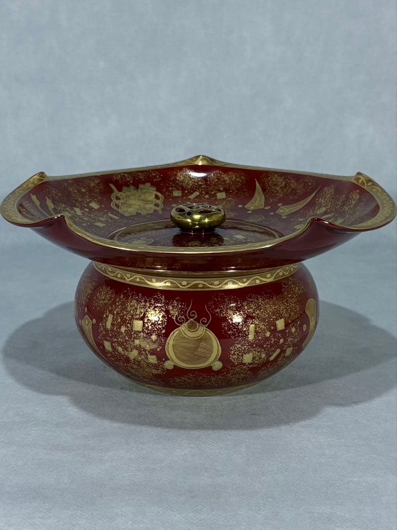 嵯峨野窯　平安 紫香造　金蘭手 砂金袋 水指　美品　共箱　茶道具　送料込