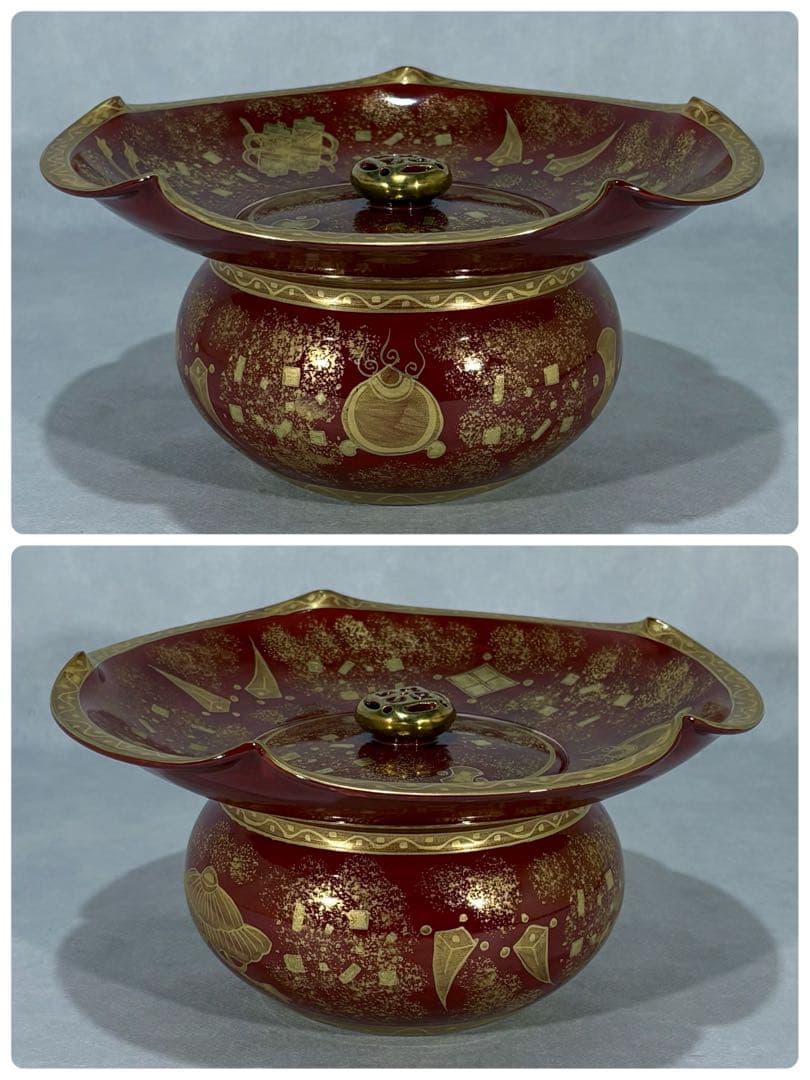 嵯峨野窯　平安 紫香造　金蘭手 砂金袋 水指　美品　共箱　茶道具　送料込