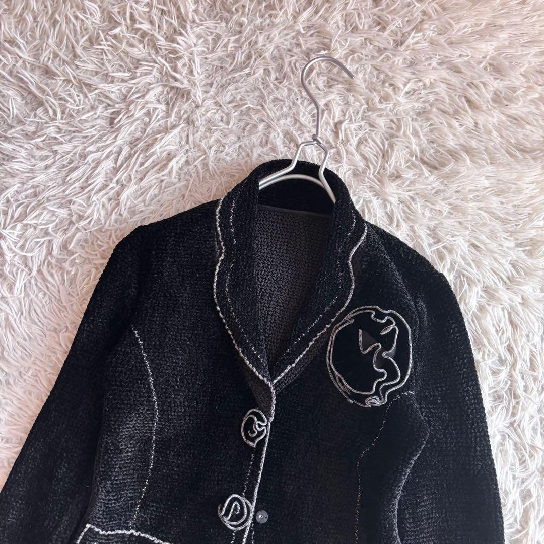 新品 ノコオーノ プリーツ ベロア コサージュ付き ジャケット 38