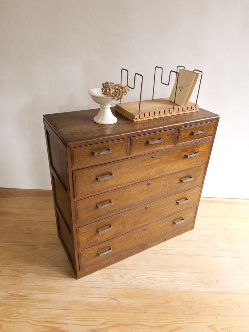 木製　チェスト　タンス　5段　引き出し　ビンテージ　レトロ　古道具