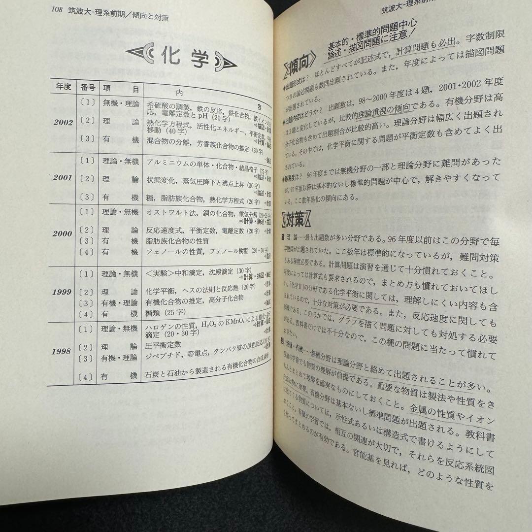 赤本　筑波大学　理系　前期日程　1998年～2022年 25年分
