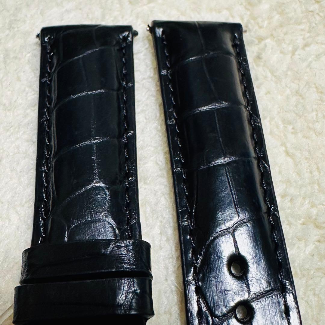 3004#20mm-18mmブラック★スイス製★本物クロコダイル腕時計用ベルト