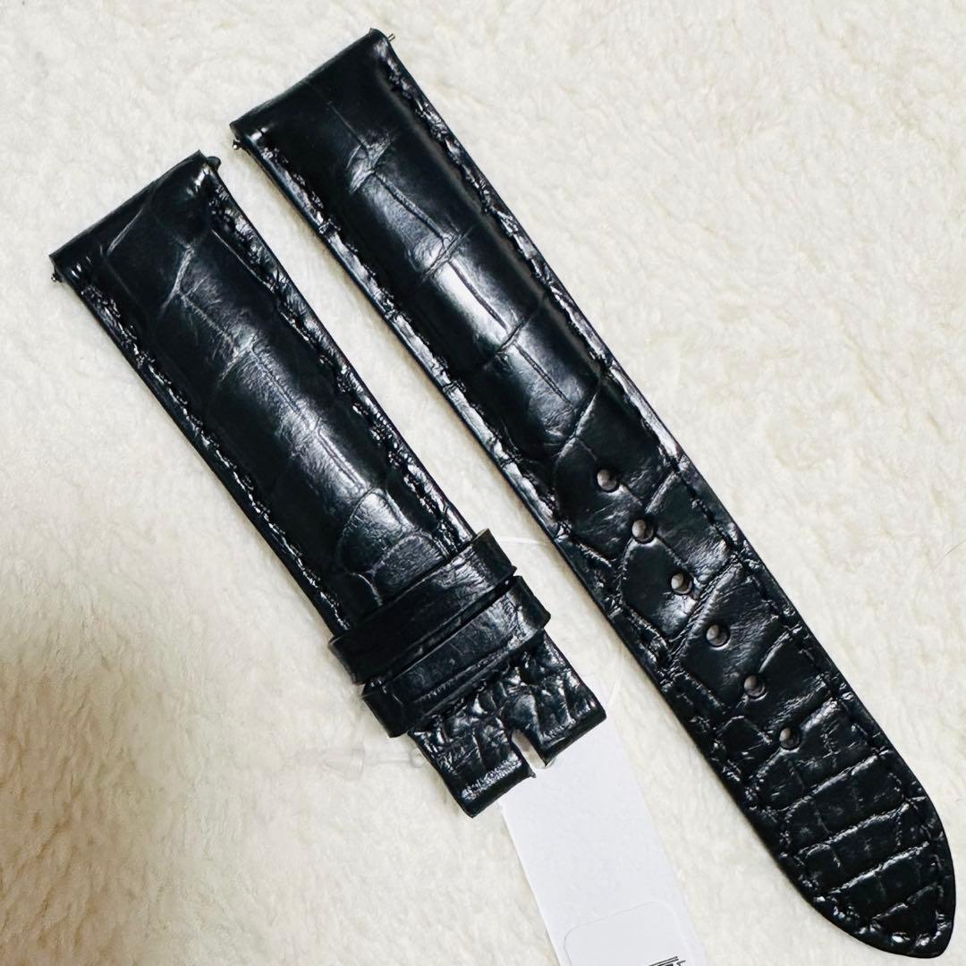 3004#20mm-18mmブラック★スイス製★本物クロコダイル腕時計用ベルト