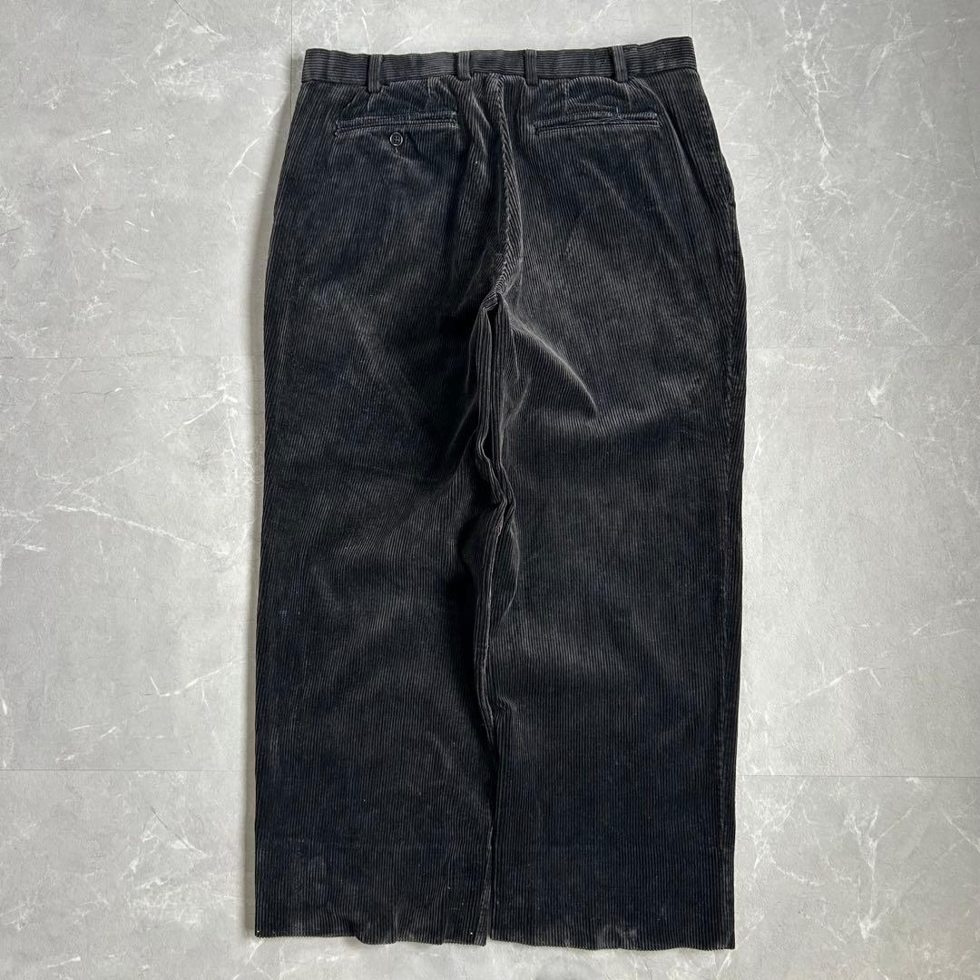 90s OLD 太畝 コーデュロイ ツータック ワイドチノパンツ ブラック 古着