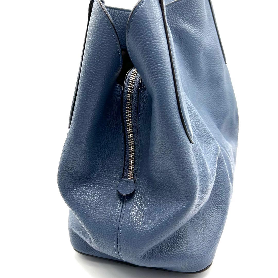 【極上美品】正規店購入 フルラ レザー トートバッグ 肩掛け 大容量 綺麗 青系