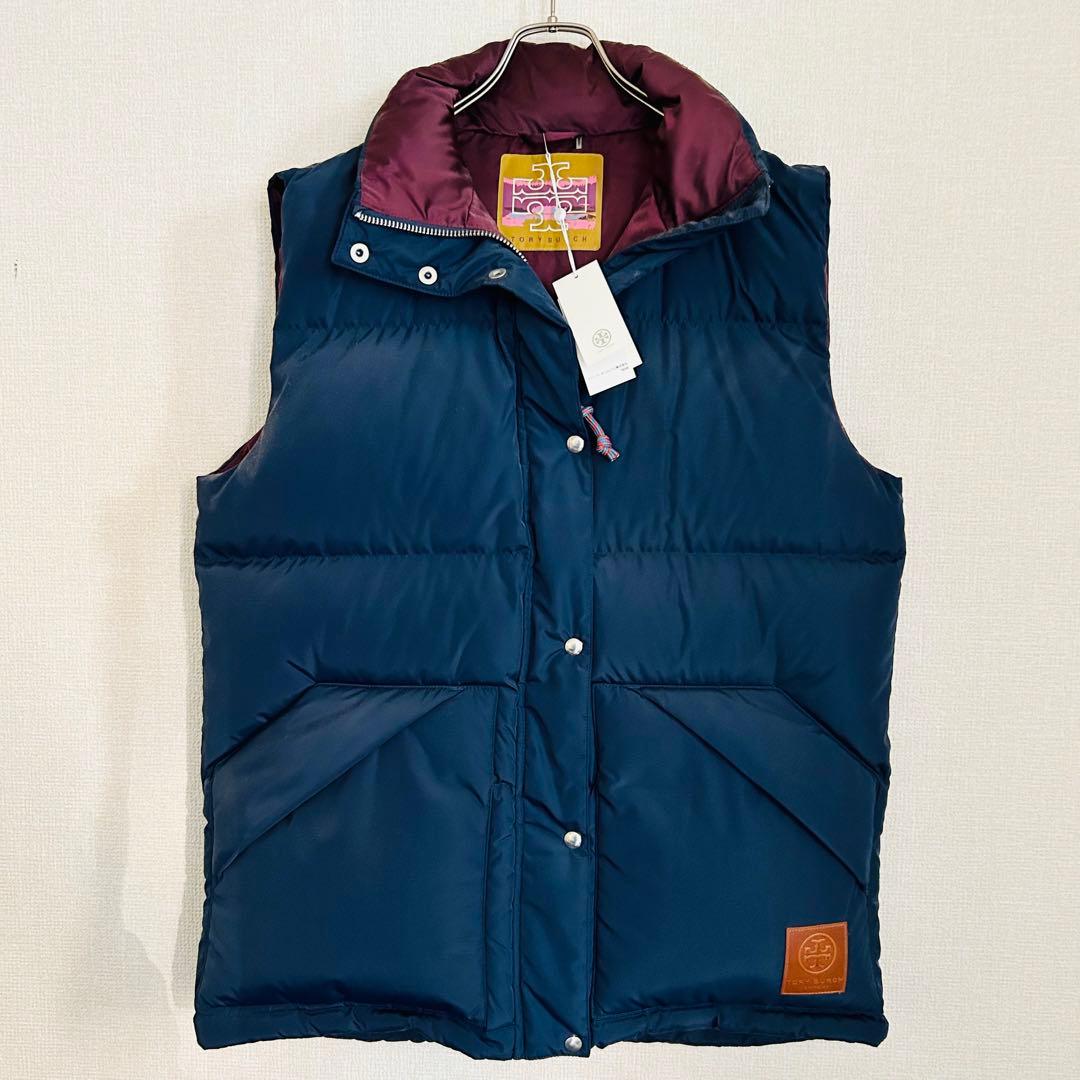 【未使用品】ToryBurch トリーバーチ　ダウン　ベスト　ネイビー　ボルドー