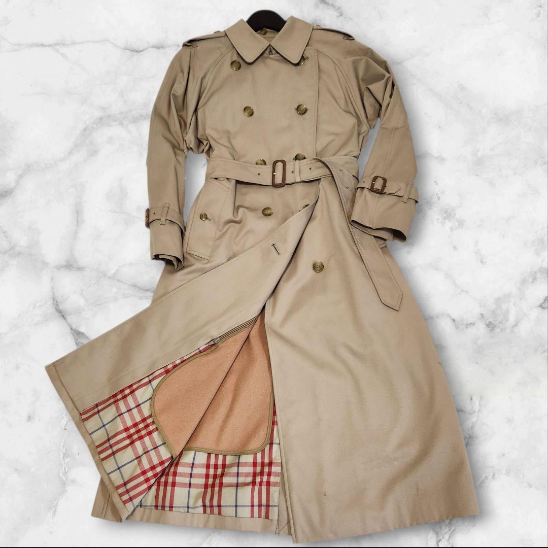 バーバリーズ　ベージュ トレンチコート ダブルブレスト　マキシ丈　ライナー付き