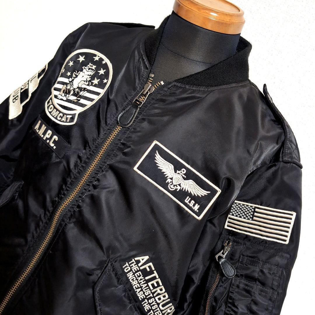 ep22 AVIREX フライトジャケット 虎 黒×白 メンズL