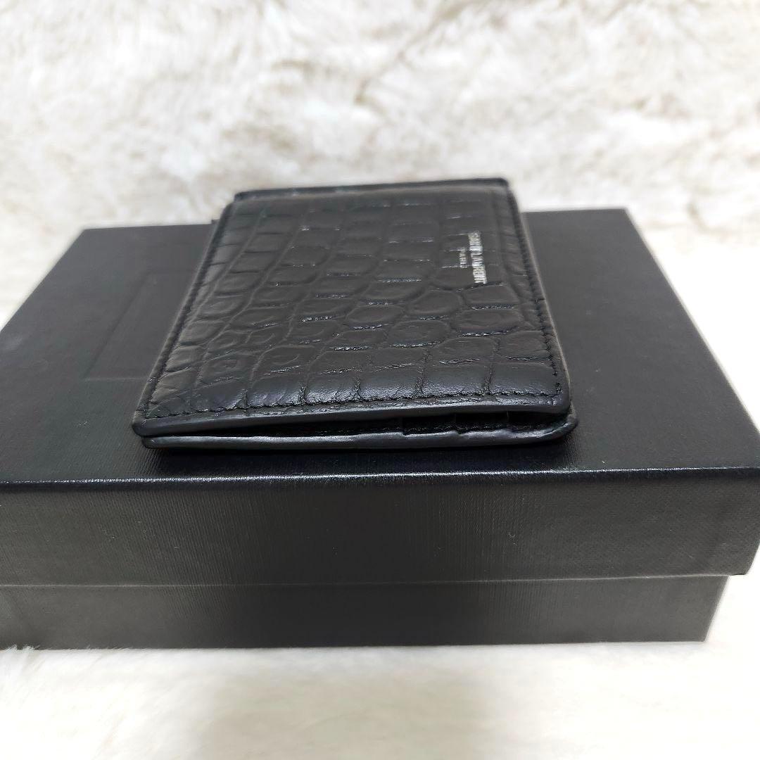 ✨極美品✨サンローラン　マネークリップ　クロコ　カサンドラ　レザー　ブラック