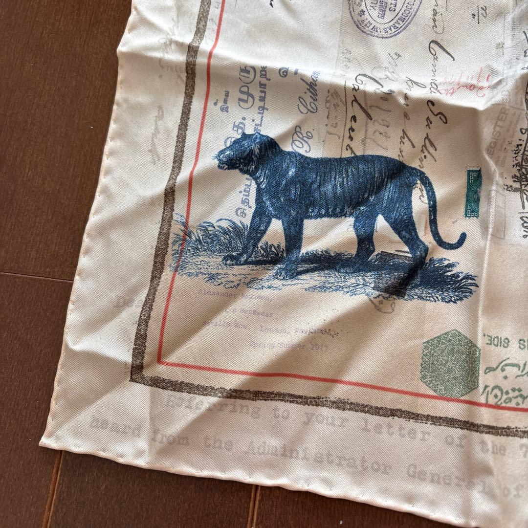 アレキサンダーマックイーン　シルクポケットチーフ　スカル　ミニスカーフ　虎　切手