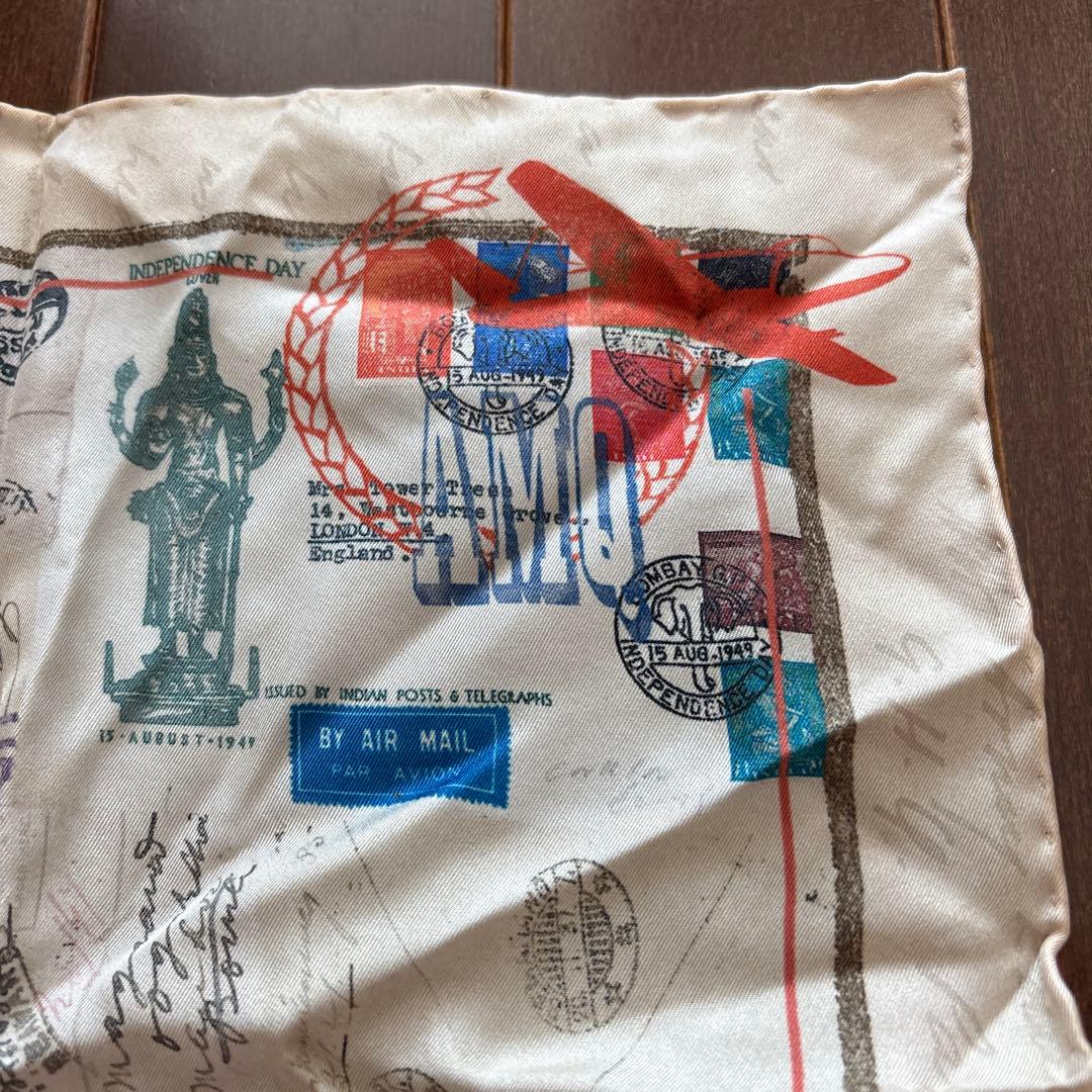 アレキサンダーマックイーン　シルクポケットチーフ　スカル　ミニスカーフ　虎　切手