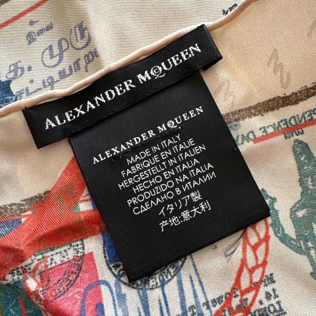 アレキサンダーマックイーン　シルクポケットチーフ　スカル　ミニスカーフ　虎　切手