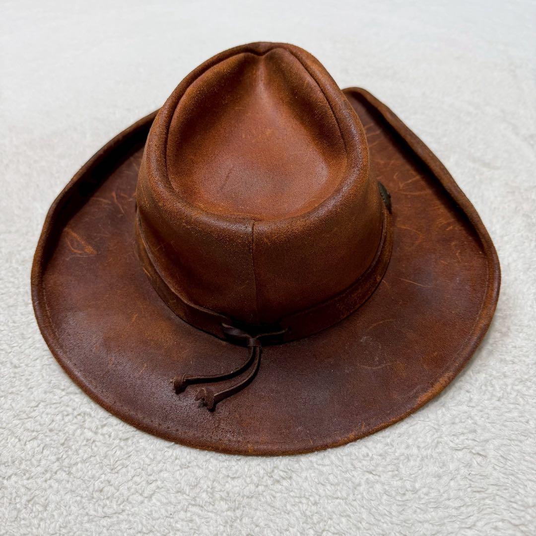 USA製 牛革 Lサイズ HENSCHEL ウエスタンハット メタルコンチョ