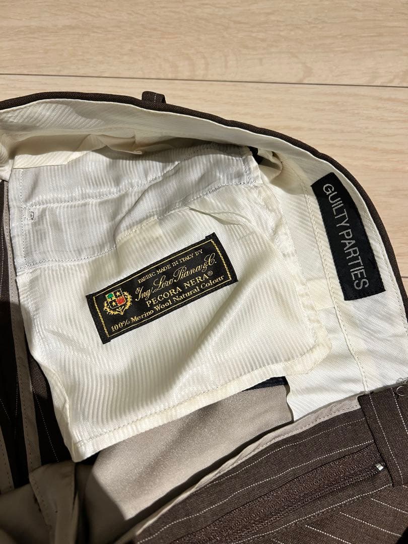 GUILTY PARTIES ブラウン ストライプ テーパードパンツ