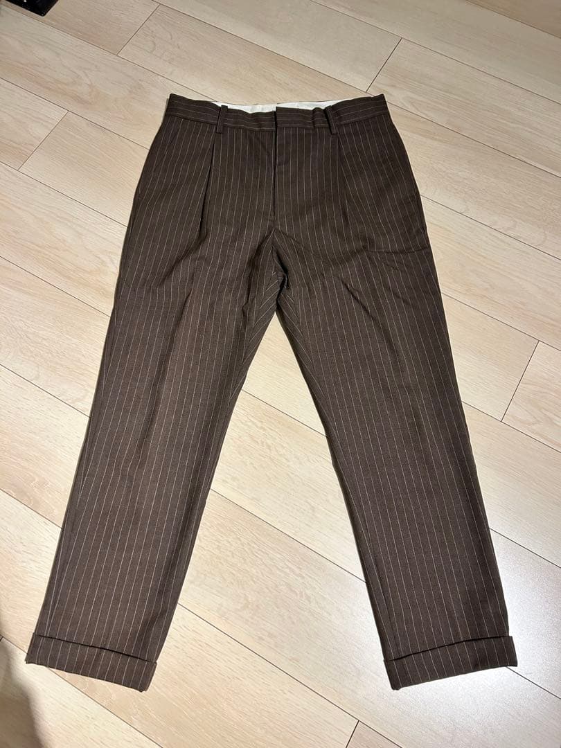 GUILTY PARTIES ブラウン ストライプ テーパードパンツ