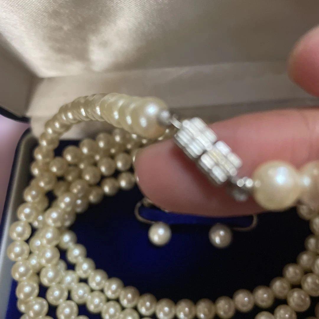 遺品整理　本真珠ネックレス　本真珠イヤリング　セット　鑑定済み