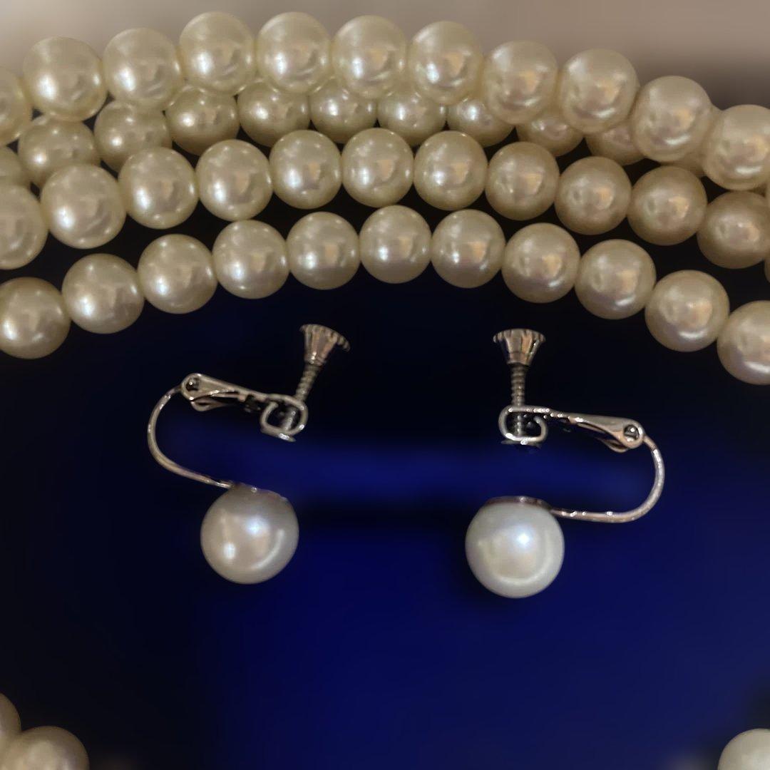 遺品整理　本真珠ネックレス　本真珠イヤリング　セット　鑑定済み