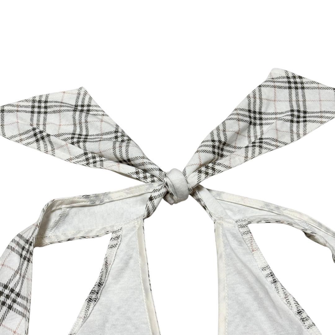 美品 BURBERRY バーバリー ノバチェック リボン タンクトップ ホワイト