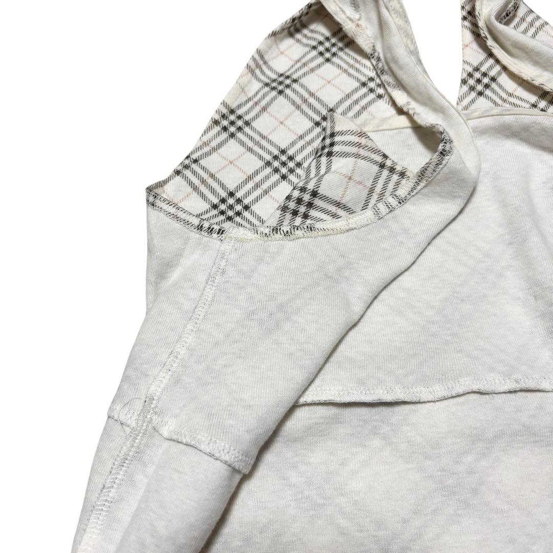 美品 BURBERRY バーバリー ノバチェック リボン タンクトップ ホワイト