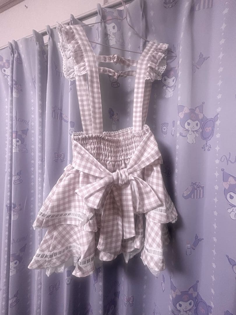 ♡LIZLISA♡ はしごリボンギンガムティアードスカパン ピンク