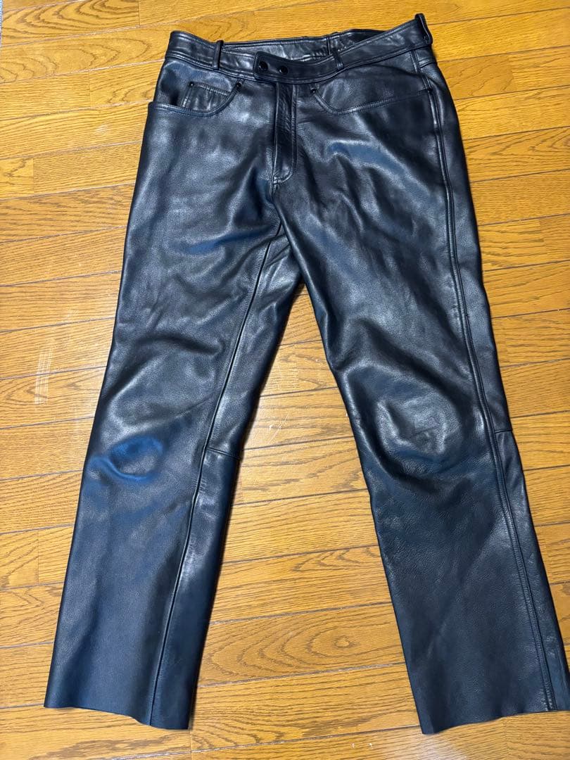 コミネ　ブラックレザーパンツ