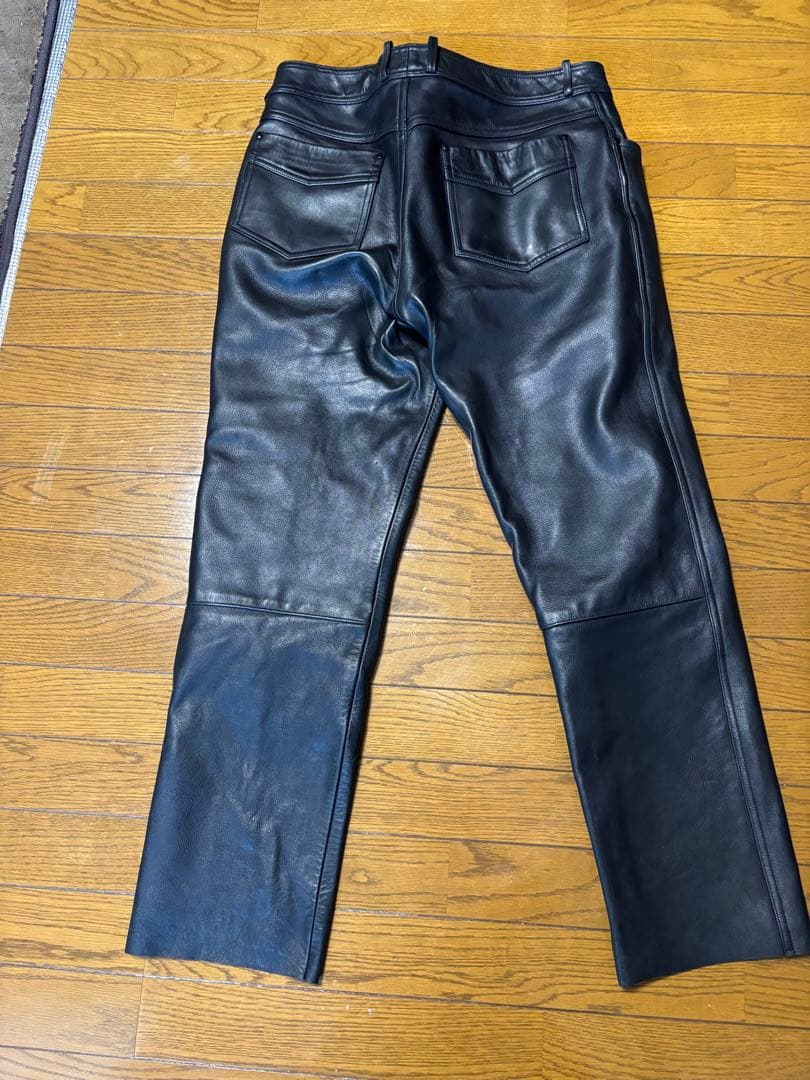 コミネ　ブラックレザーパンツ