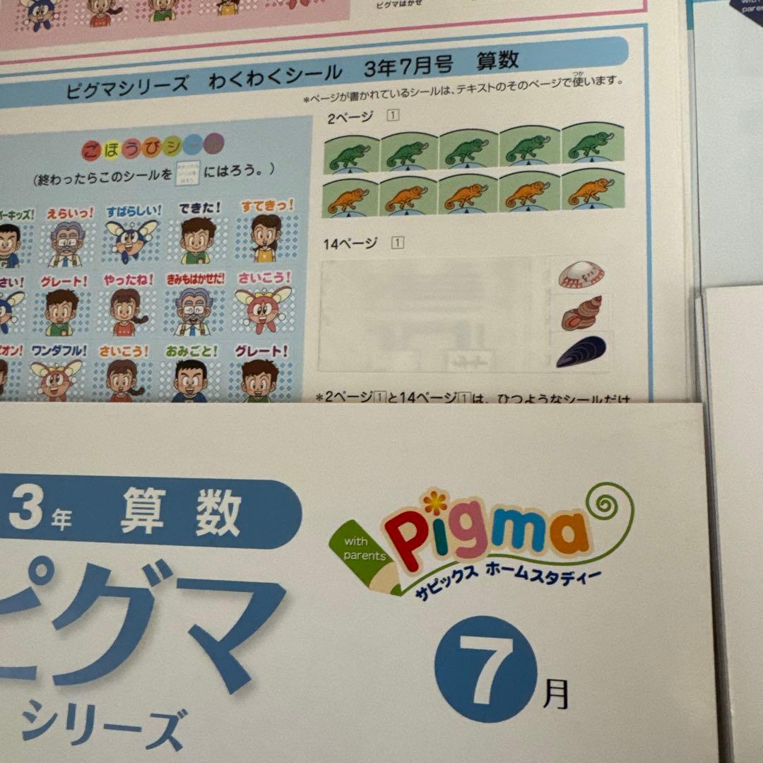 サピックス　ピグマキッズクラブ　3年生　7.8.9月号セット