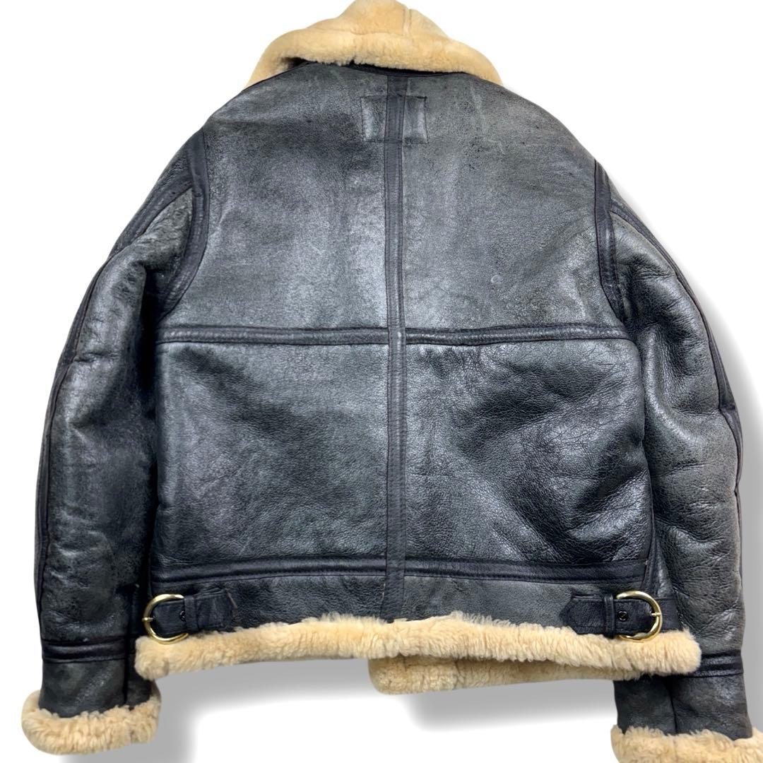 希少 ショット 80s b-3 ムートン フライト ジャケット レザー ボア 黒