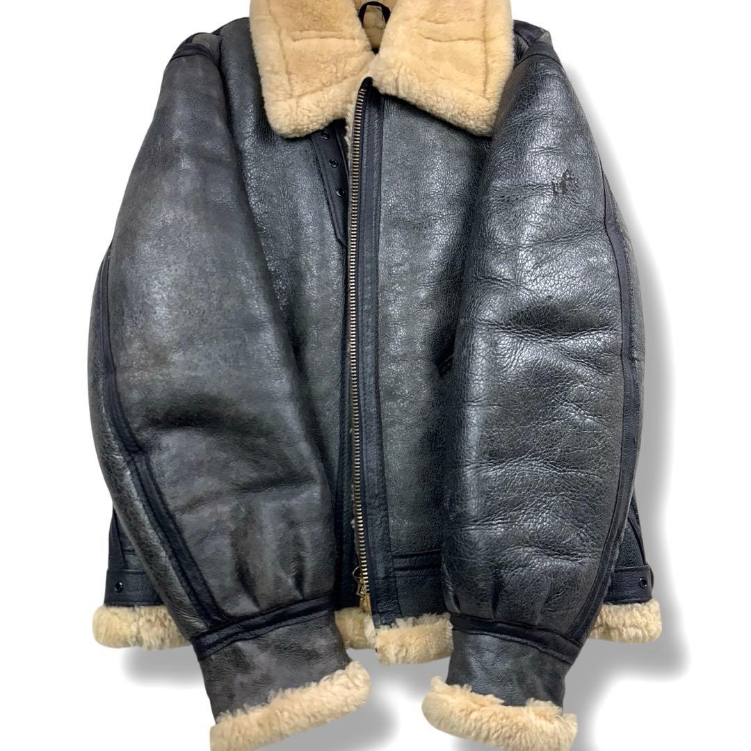 希少 ショット 80s b-3 ムートン フライト ジャケット レザー ボア 黒