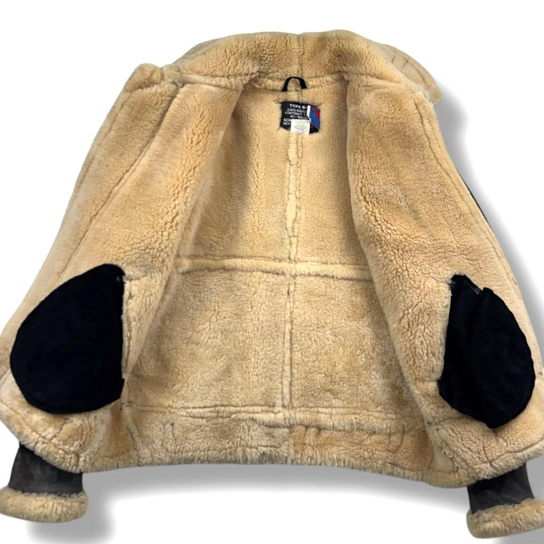 希少 ショット 80s b-3 ムートン フライト ジャケット レザー ボア 黒