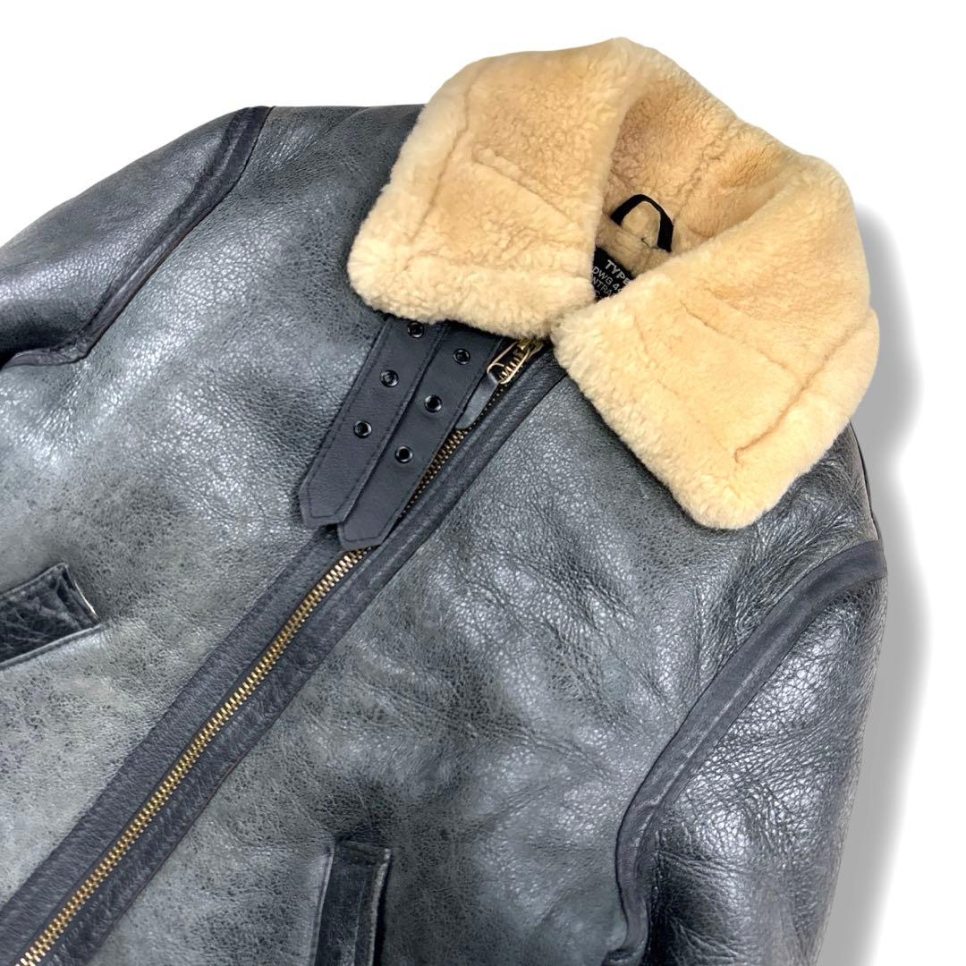 希少 ショット 80s b-3 ムートン フライト ジャケット レザー ボア 黒