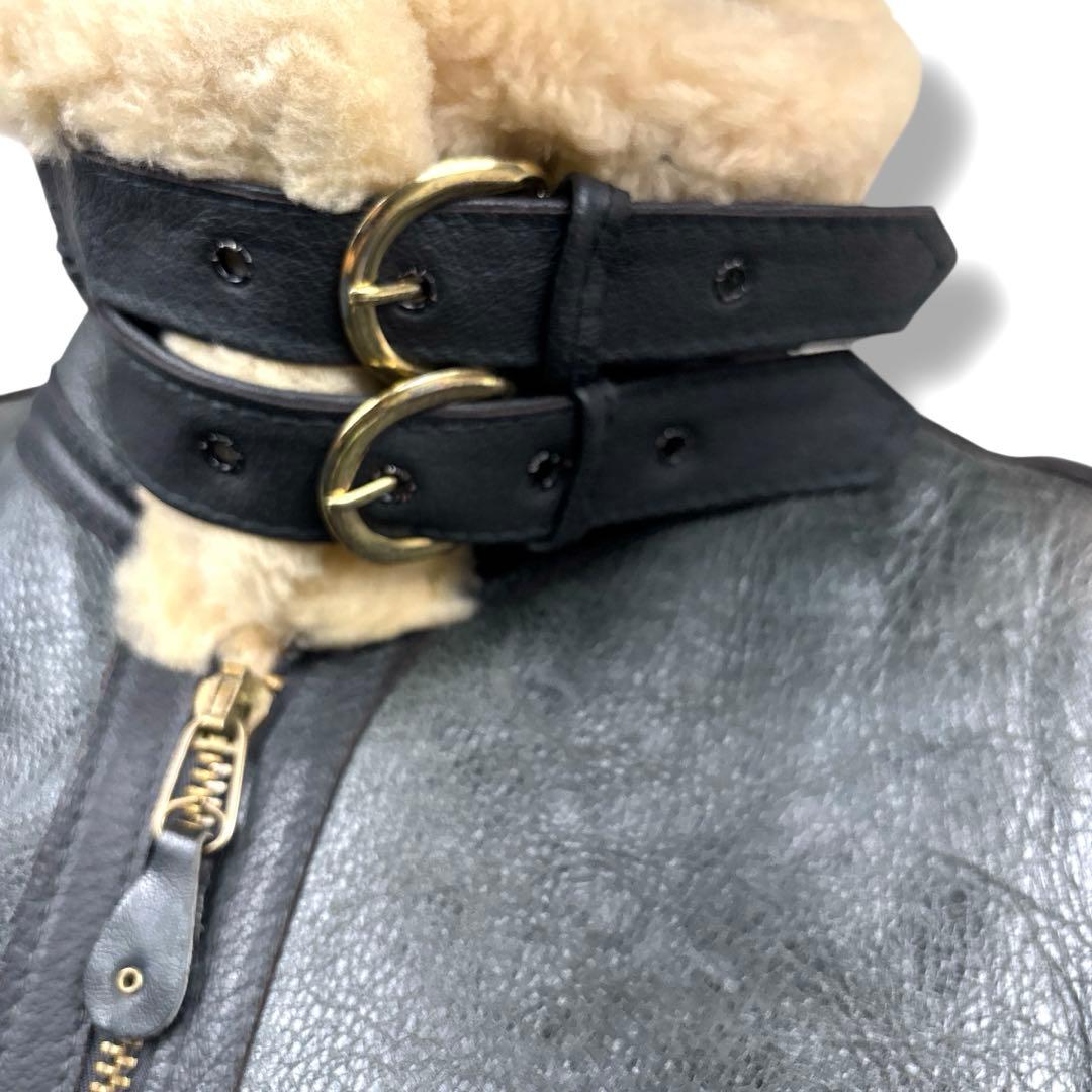 希少 ショット 80s b-3 ムートン フライト ジャケット レザー ボア 黒