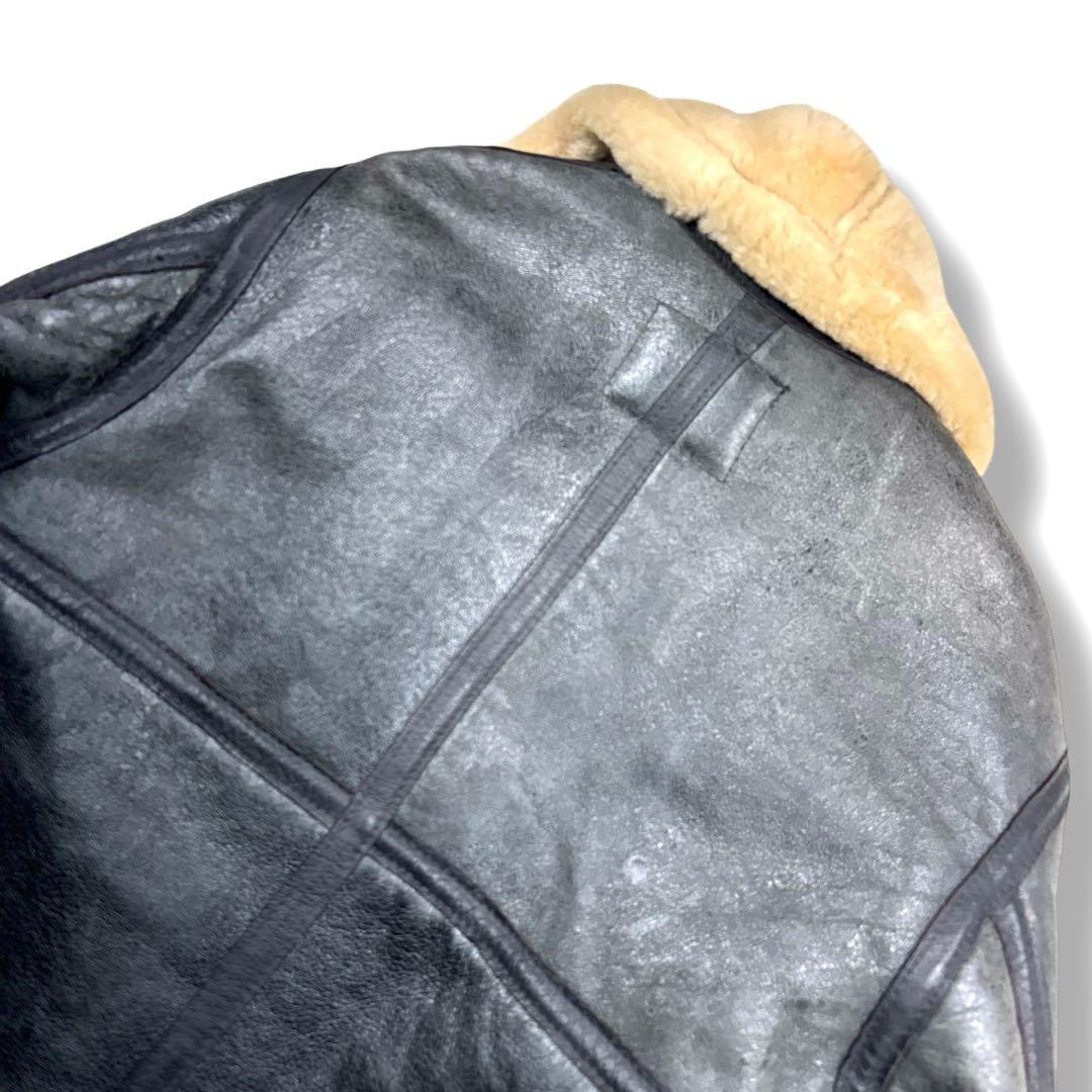 希少 ショット 80s b-3 ムートン フライト ジャケット レザー ボア 黒