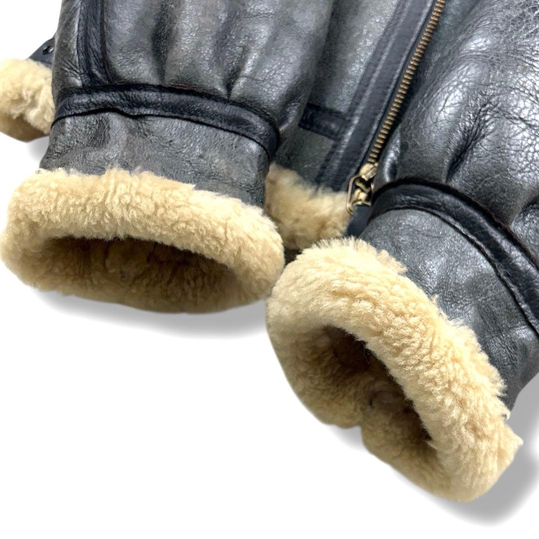 希少 ショット 80s b-3 ムートン フライト ジャケット レザー ボア 黒