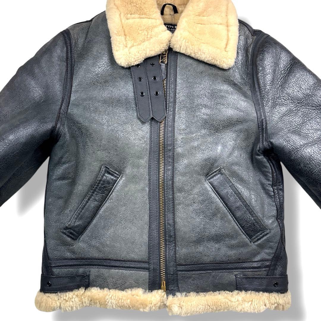 希少 ショット 80s b-3 ムートン フライト ジャケット レザー ボア 黒