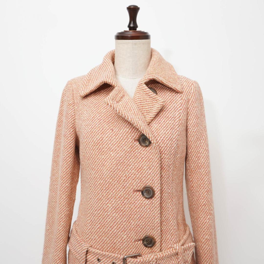 バーバリーブルーレーベル ツイードコート アンゴラ混 ピンク 38 *XC803