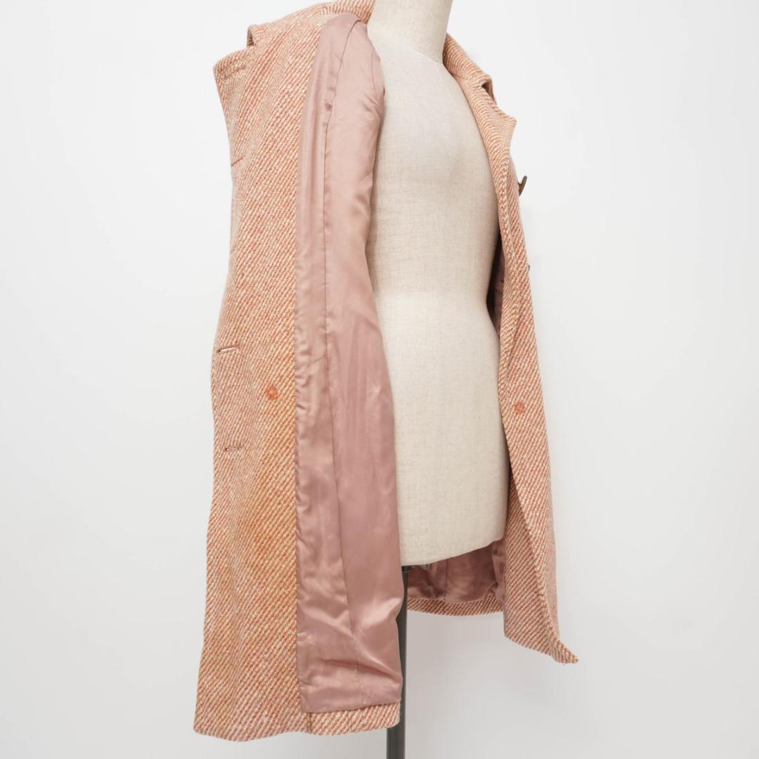 バーバリーブルーレーベル ツイードコート アンゴラ混 ピンク 38 *XC803