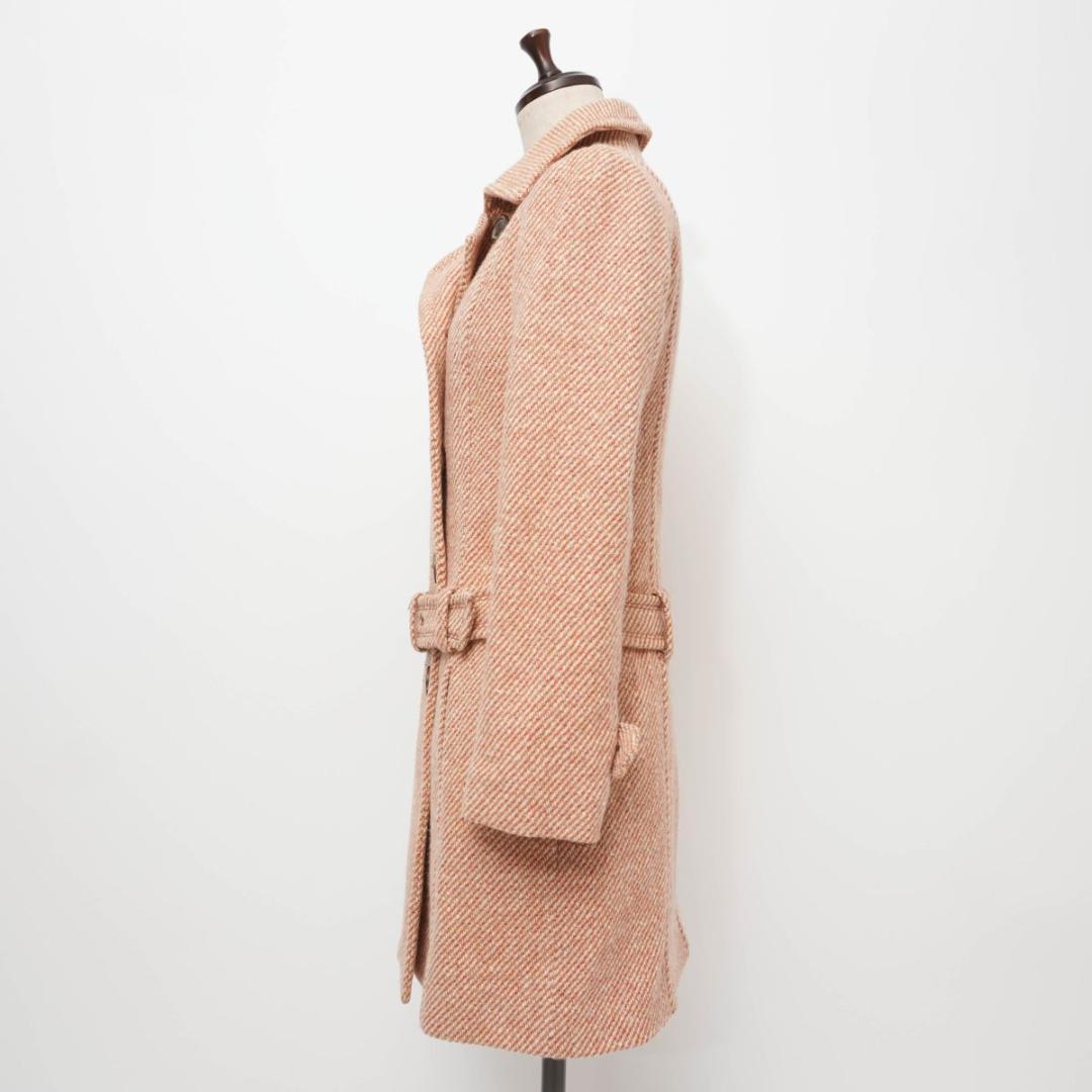 バーバリーブルーレーベル ツイードコート アンゴラ混 ピンク 38 *XC803