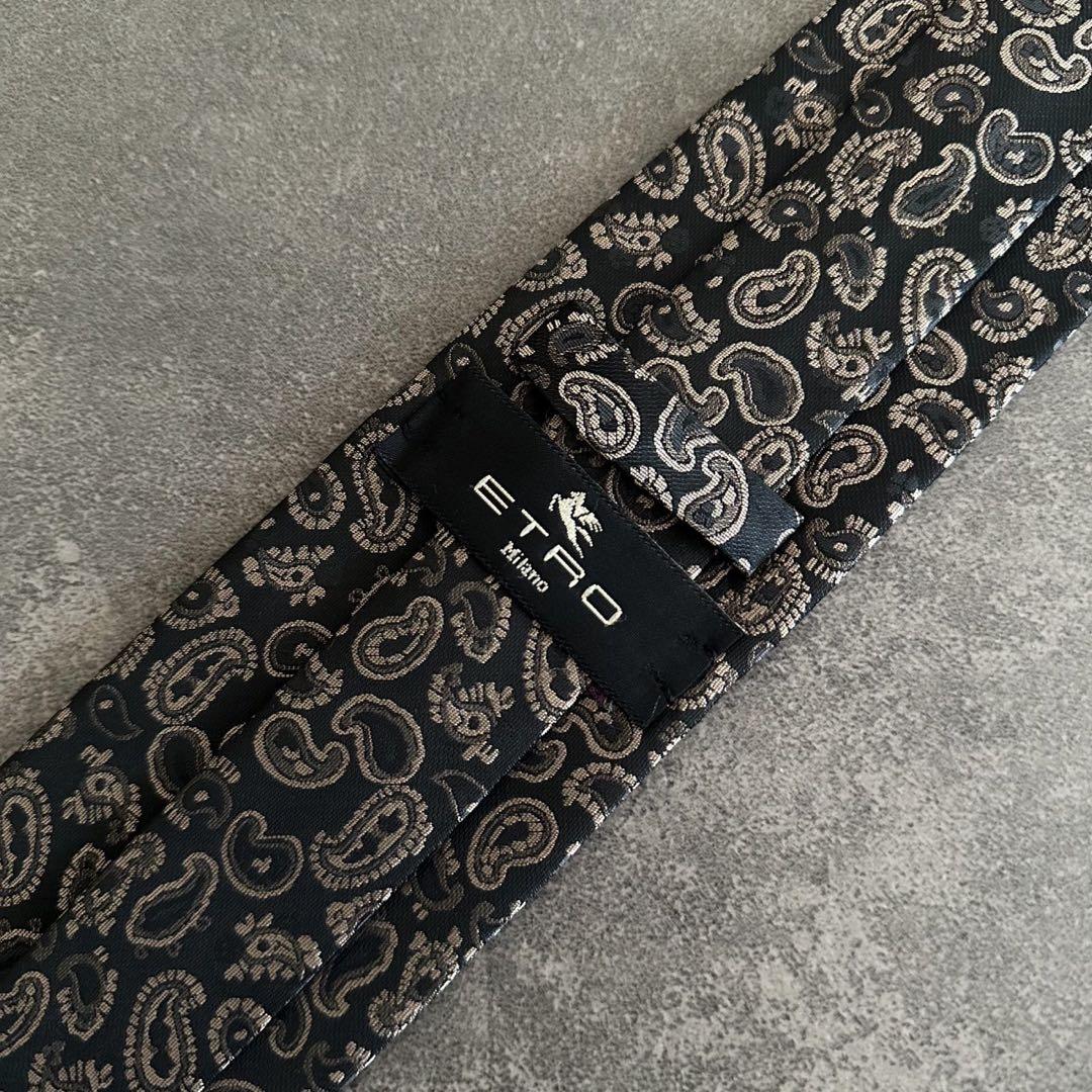 【超美品】ETRO エトロ　ペイズリー　ネクタイ　ブラック