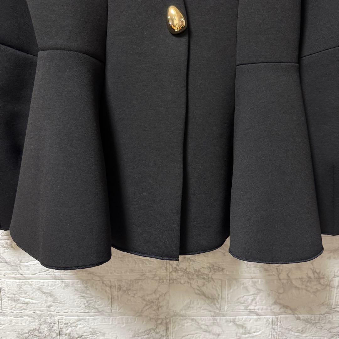 アダムエロペ エッグブローチ付ペプラムカーディガン　黒　F